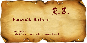 Rusznák Balázs névjegykártya